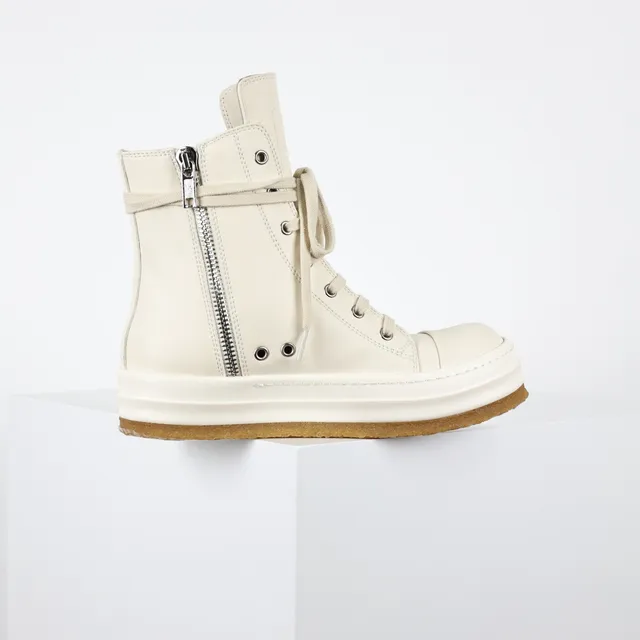 Beige Brown High-Top Platform Sole Boots 7