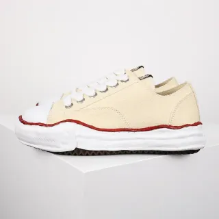 Beige Red Off-White Upper Rubber Toe Cap Canvas Shoes