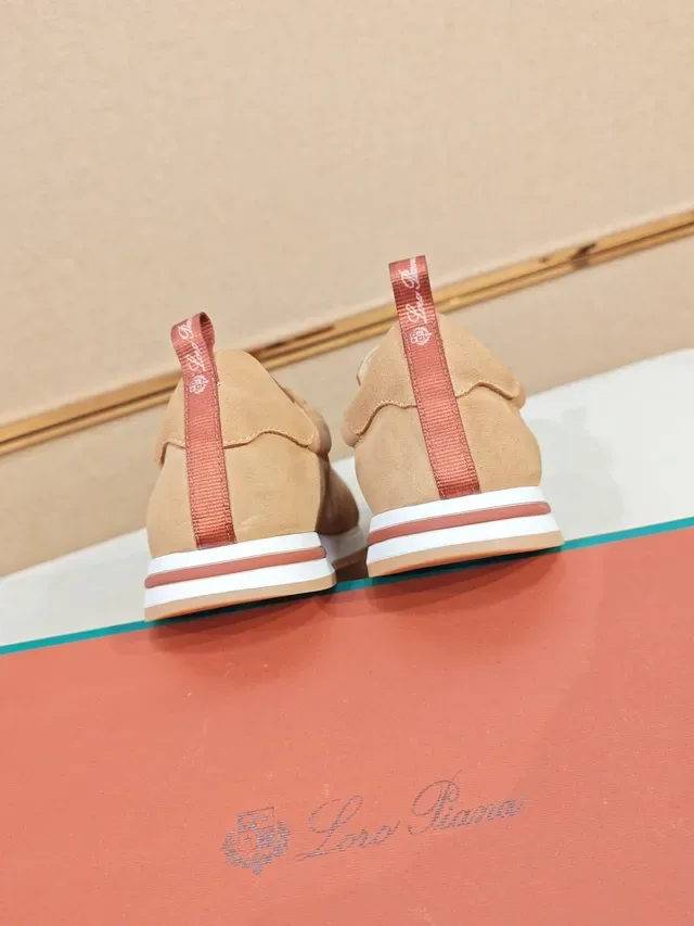 Beige Red Slip-On Suede Upper Sneakers 3