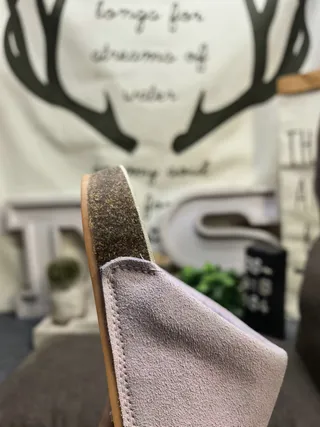 Beige Suede-Like Open-Back Cork-Sole Slippers 13