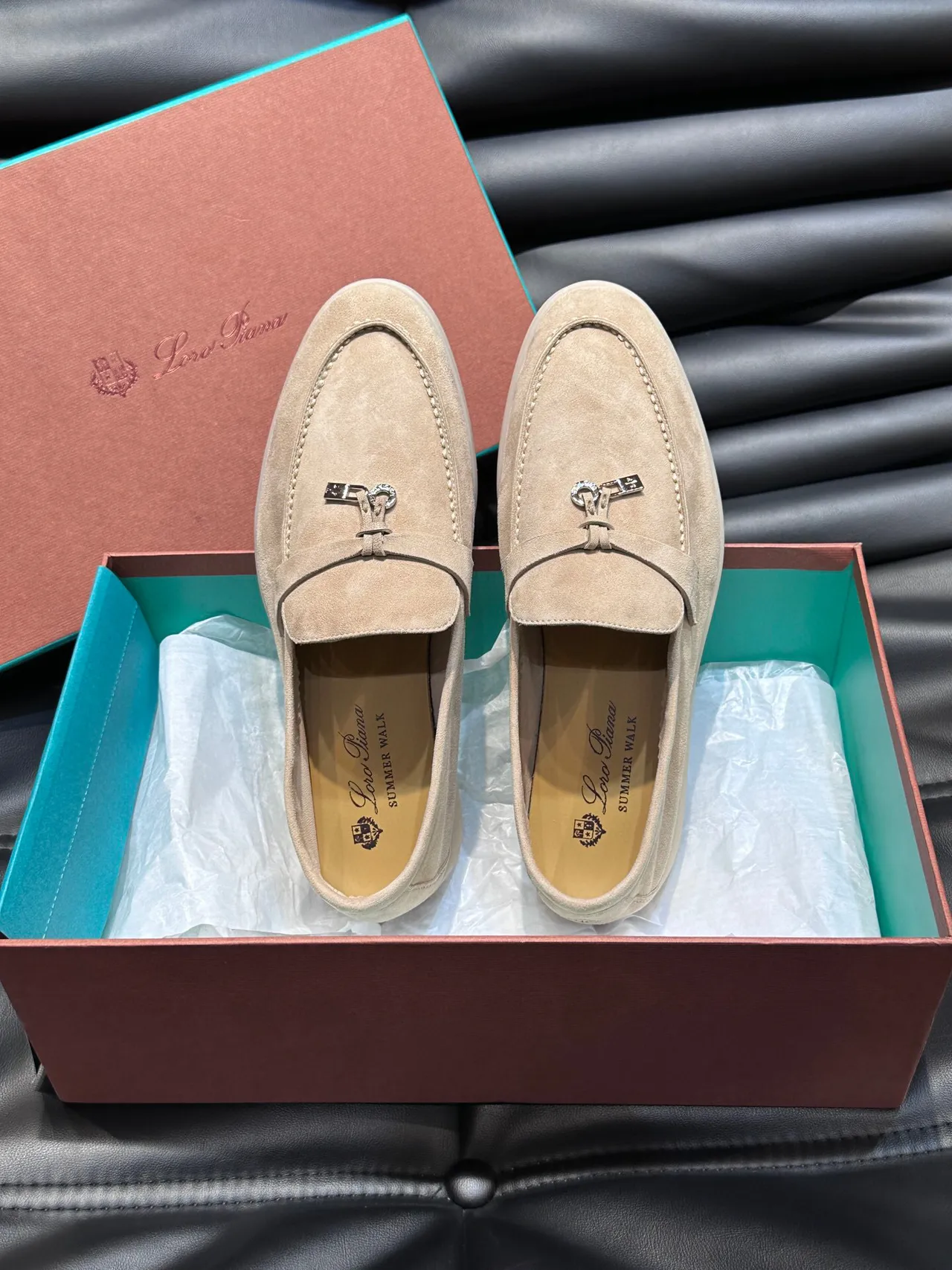 Beige White Suede Upper Slip-On Construction Loafer 5