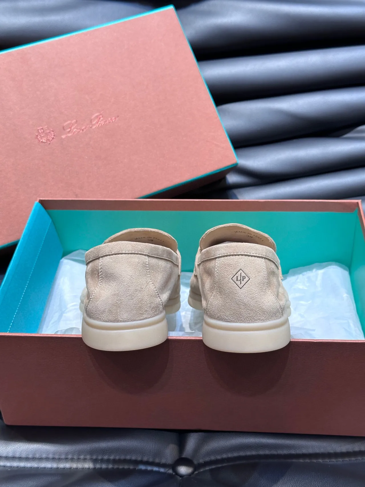 Beige White Suede Upper Slip-On Construction Loafer 7