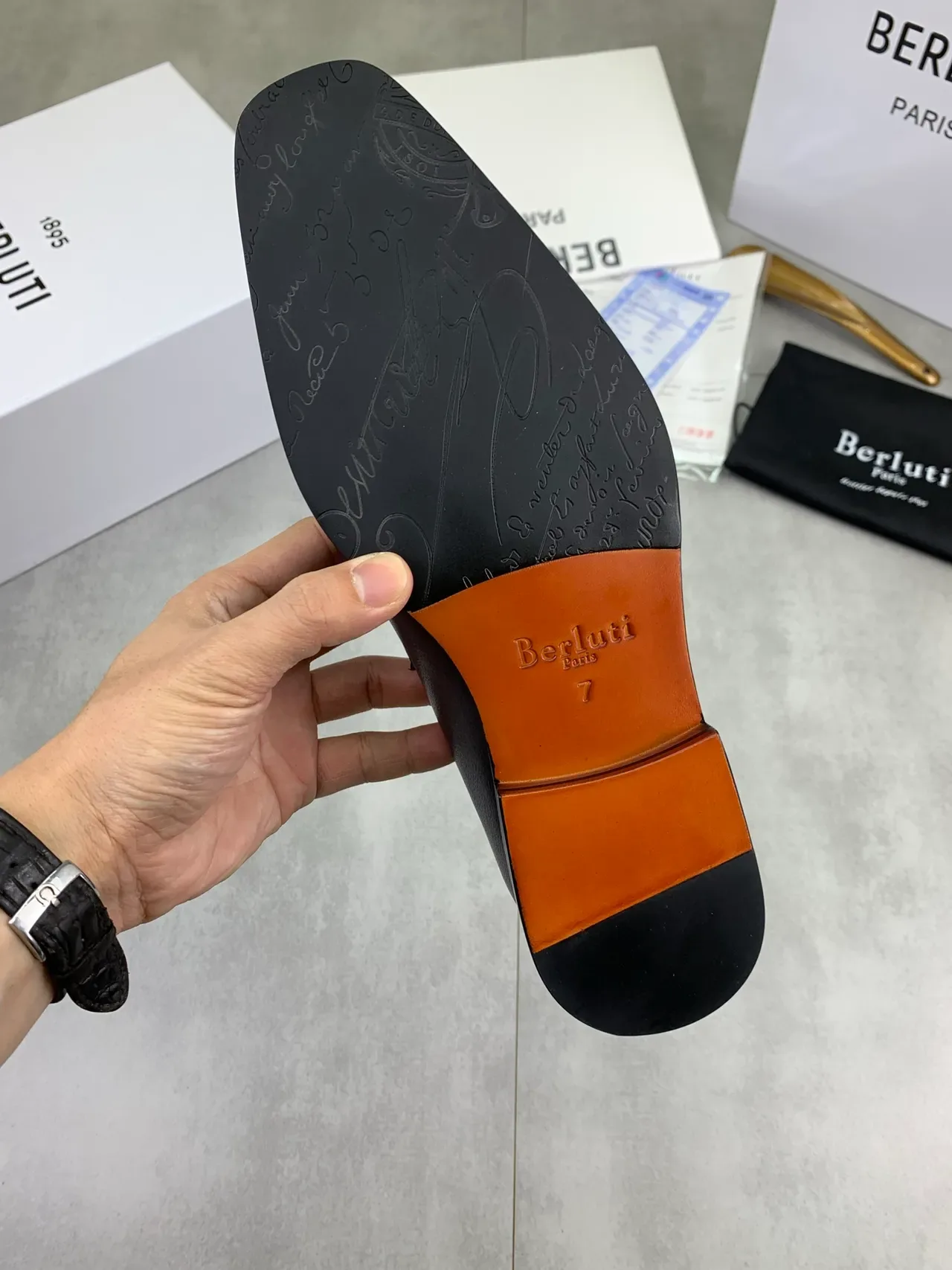 Berluti لافر بيني أصابع مربعة جلد أسود 3