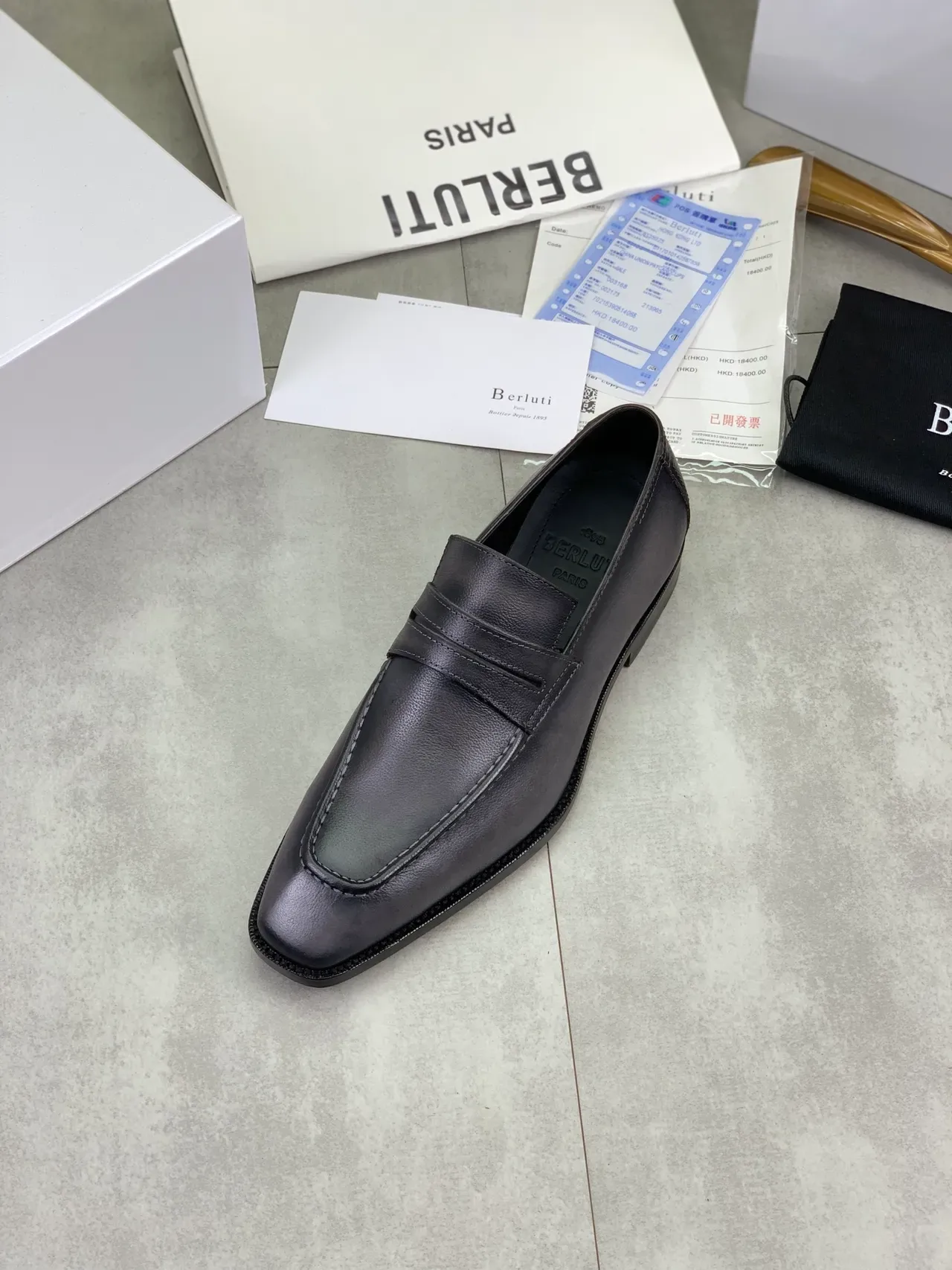 Berluti لافر بيني أصابع مربعة جلد أسود 4