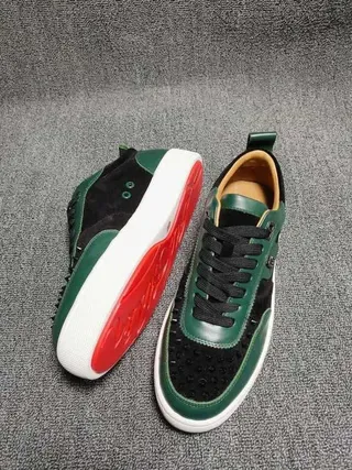 Black and Emerald Green Spiked Toe Lifestyle Sneakers 8