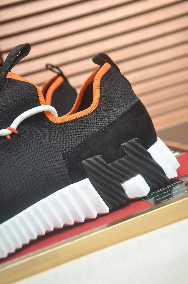 Black and Orange Knit-Suede Lifestyle Sneaker 2