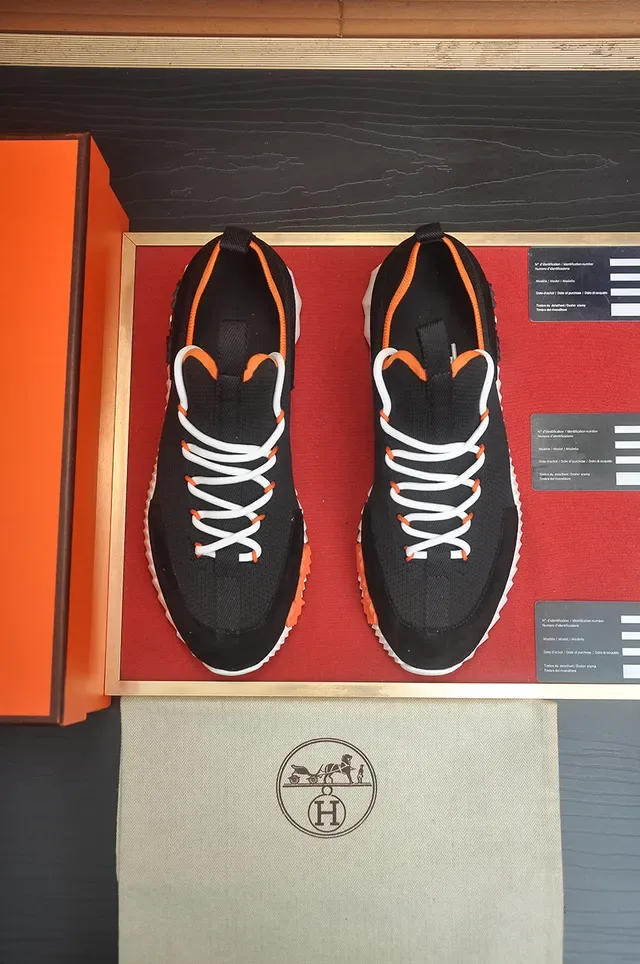 Black and Orange Knit-Suede Lifestyle Sneaker 5