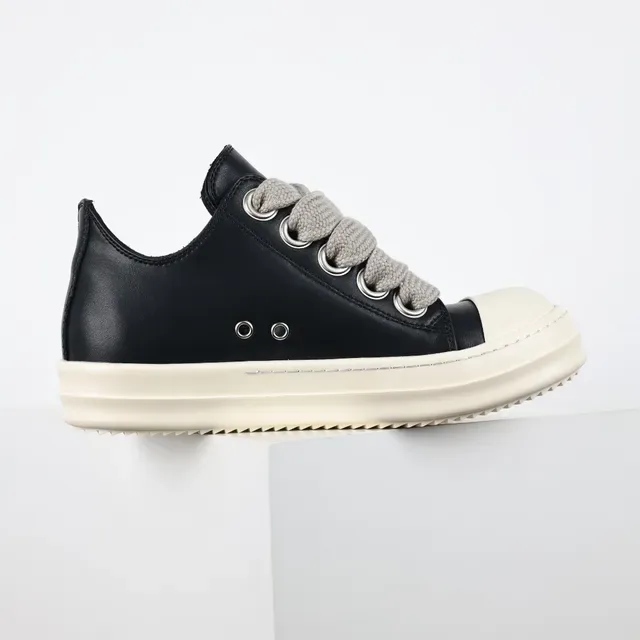 Black Beige Platform Sole Oversized Knitted Laces Sneakers 7