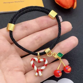 سوارة حبل مضفف أسود وذهبي مع تركيبات