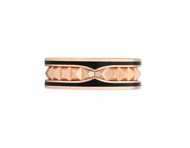 Black Gold Stackable Faceted Geometric Ring 3