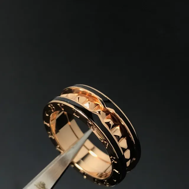 Black Gold Stackable Faceted Geometric Ring 7