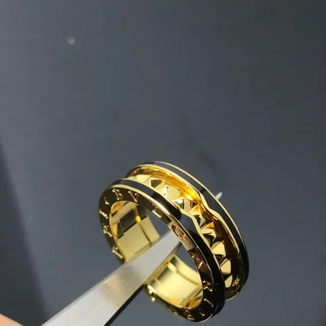 Black Gold Stackable Faceted Geometric Ring 9