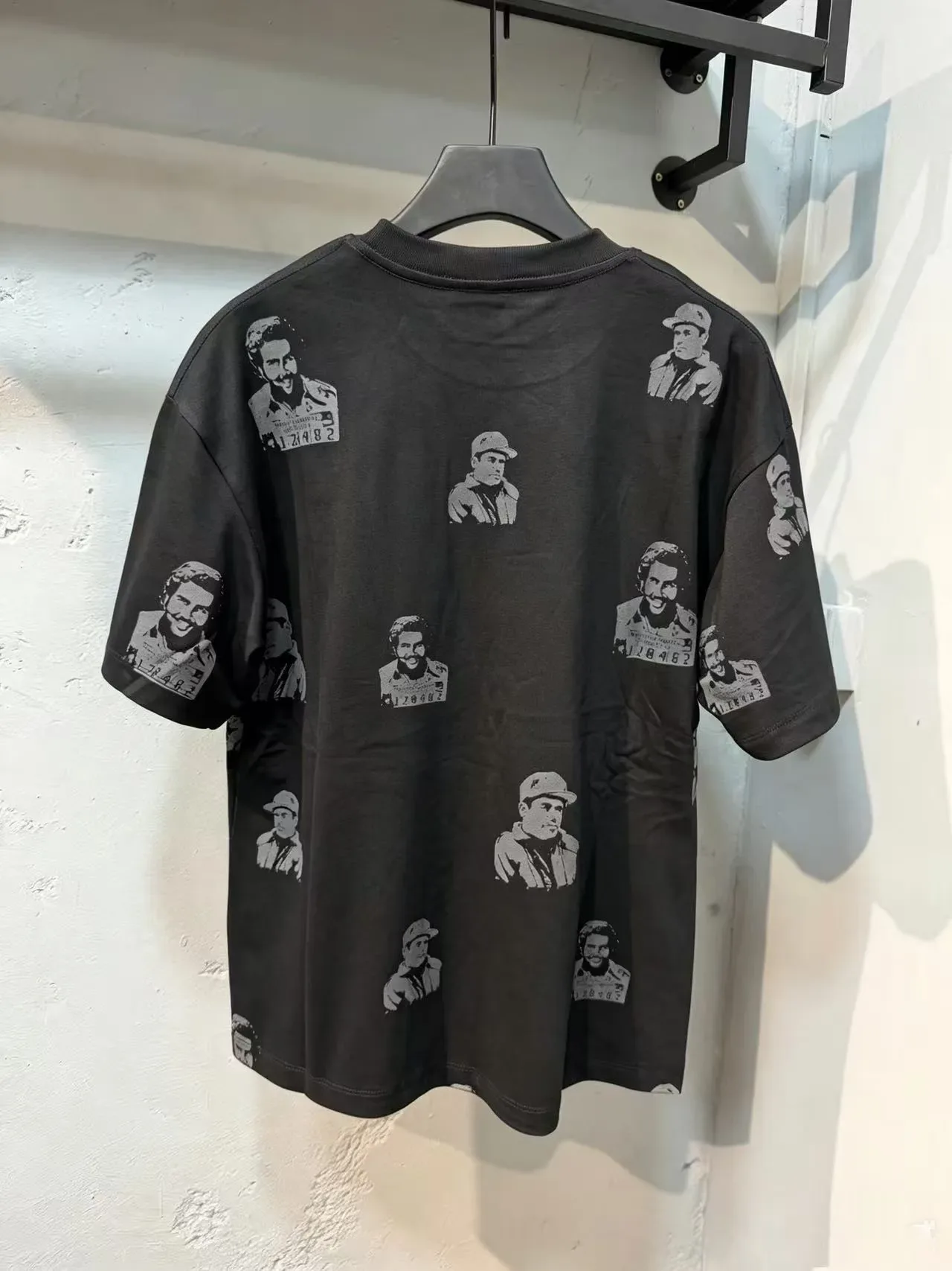 Black Graphic Portrait All-Over Print Crewneck T-Shirt 3
