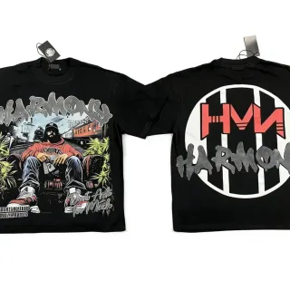 Black Graphic-Print Oversized Double-Sided T-Shirt