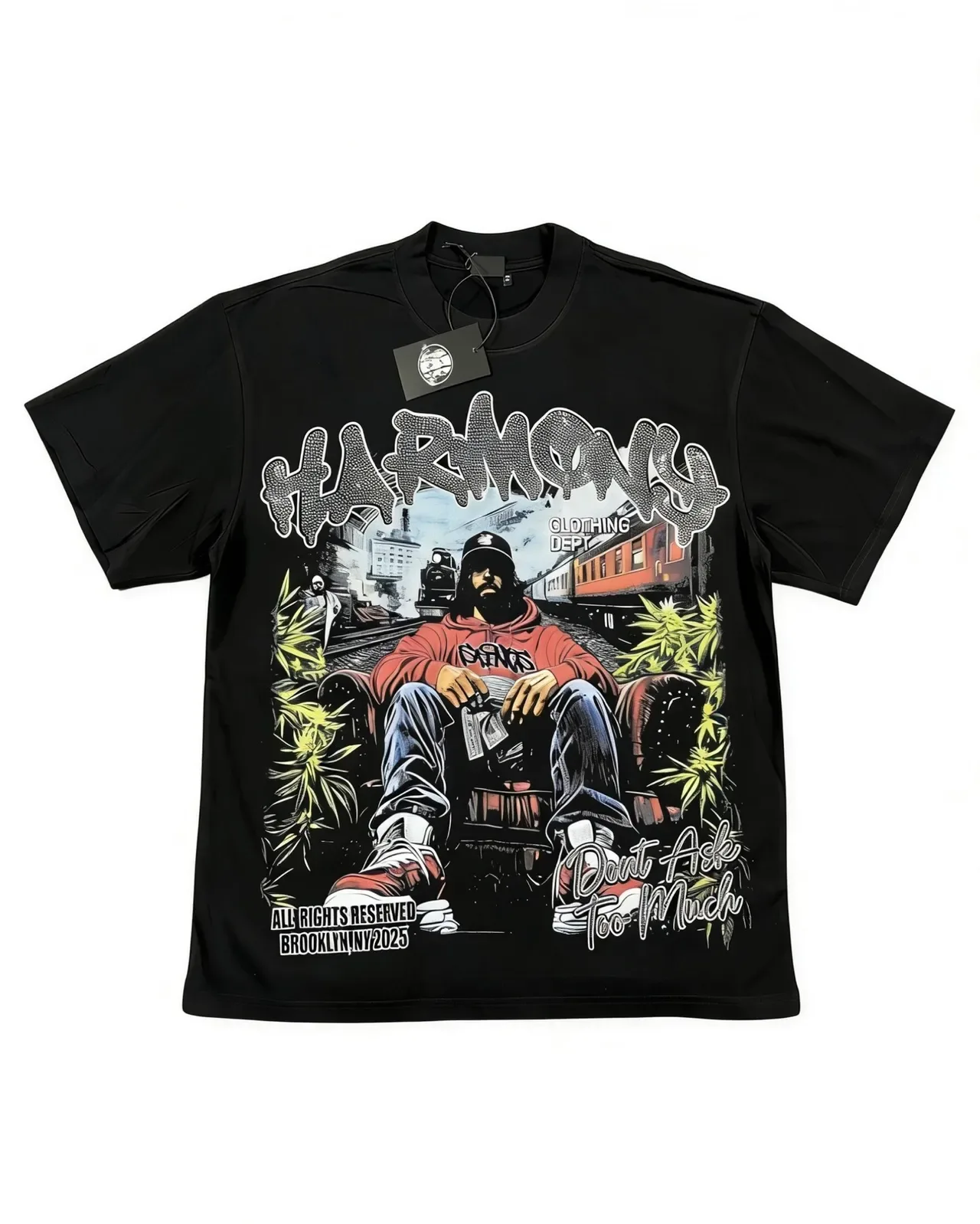 Black Graphic-Print Oversized Double-Sided T-Shirt 7