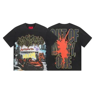 Camiseta oversized preta com estampa gráfica