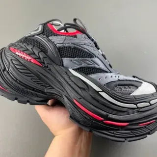 Black Gray and Red Chunky Sole Mesh Sneaker