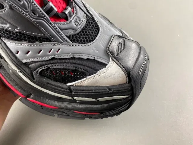 Black Gray and Red Chunky Sole Mesh Sneaker 2