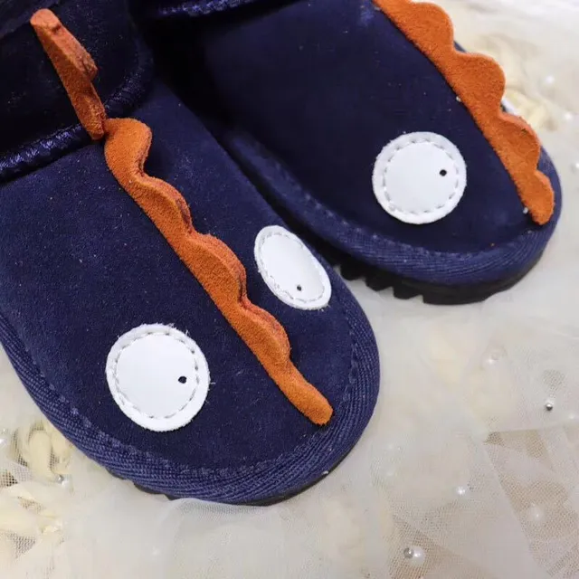 黑绿恐龙主题刺绣毛绒内衬雪靴 19