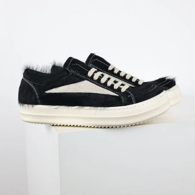 Black Hairy Upper Off-White Panel Platform Sneakers 3