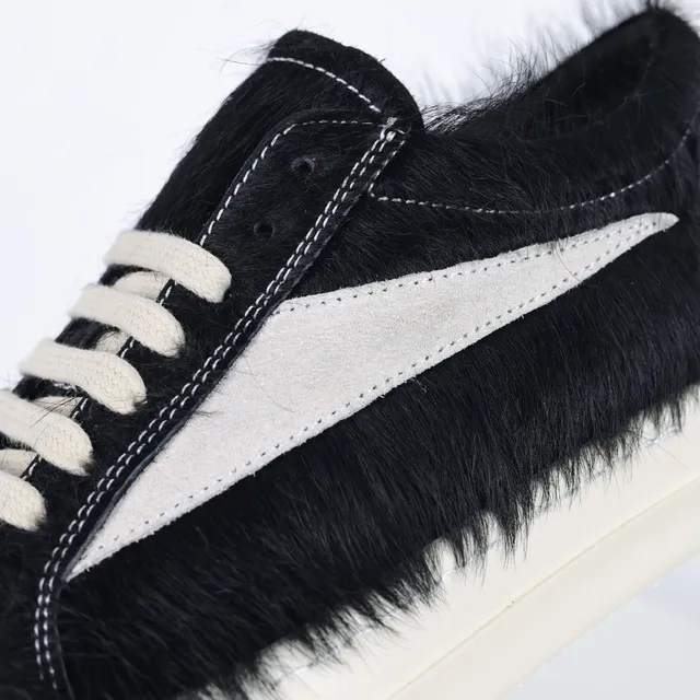 Black Hairy Upper Off-White Panel Platform Sneakers 6