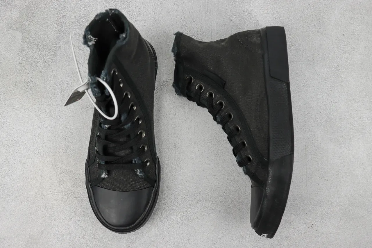 Black High-Top Canvas Upper Sneakers 3