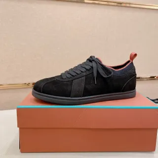 Black Orange Suede Upper Sock-Fit Knit Collar Sneakers