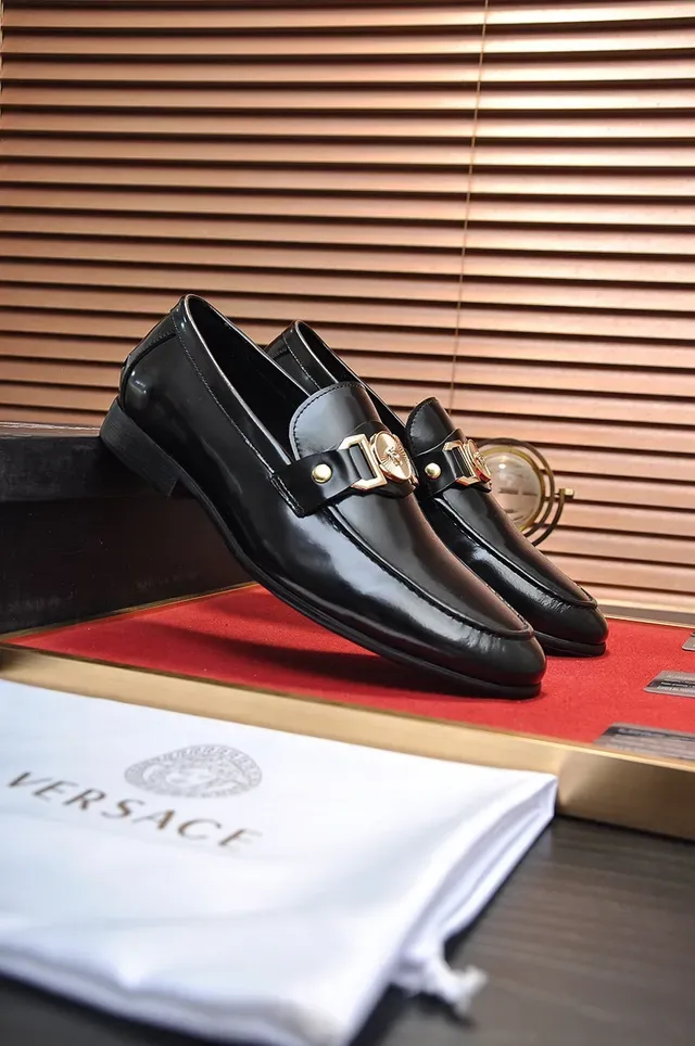 Black Polished Leather Horsebit Buckle Loafer 8