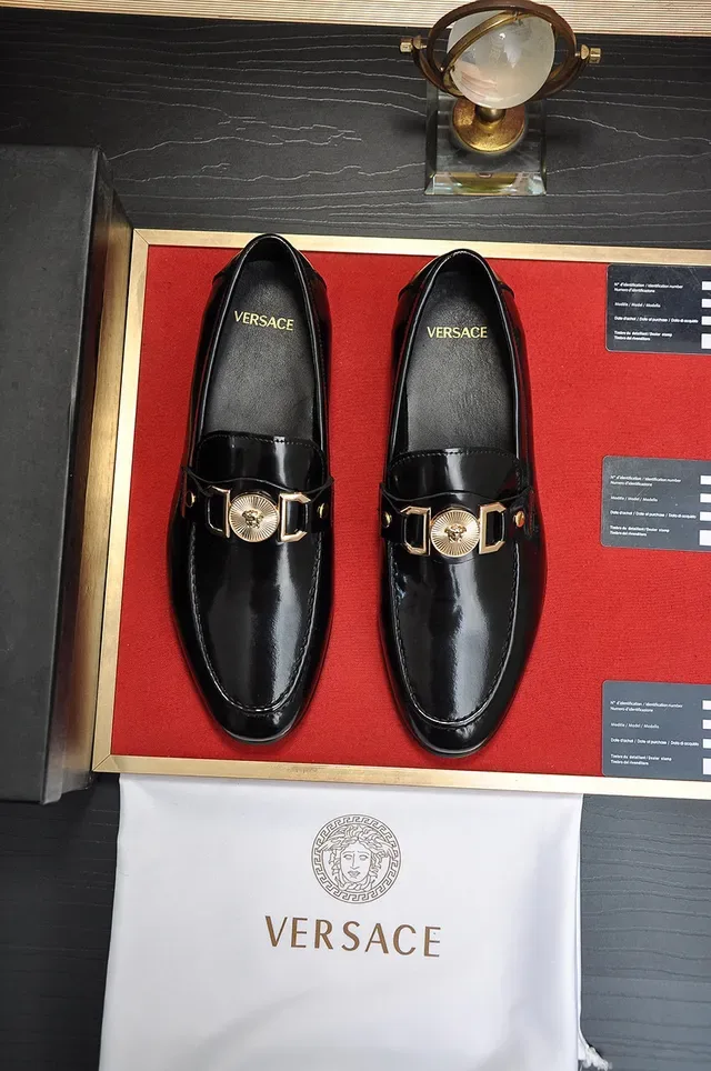 Black Polished Leather Horsebit Buckle Loafer 9