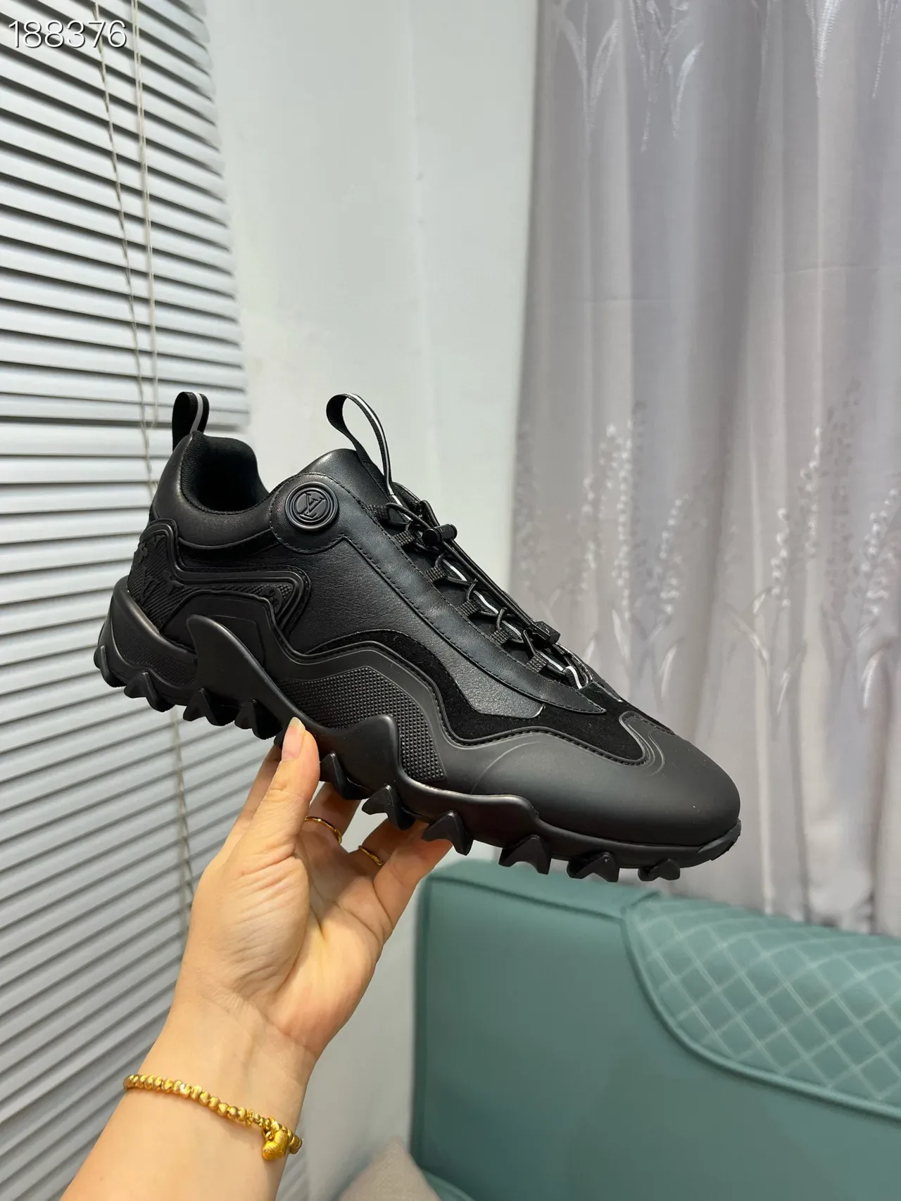 Black Sculpted Multi-Panel Lace-Up Sneakers 7