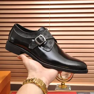 Black Silver Patent Leather Single Strap Monk Shoes
