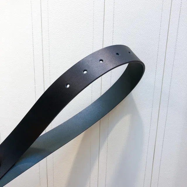 Black Silver Polished Buckle Leather Belt 6