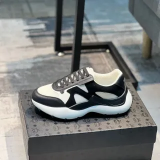Black White Layered Synthetic/mesh Upper Oversized Sculpted Midsole Chunky Sneakers