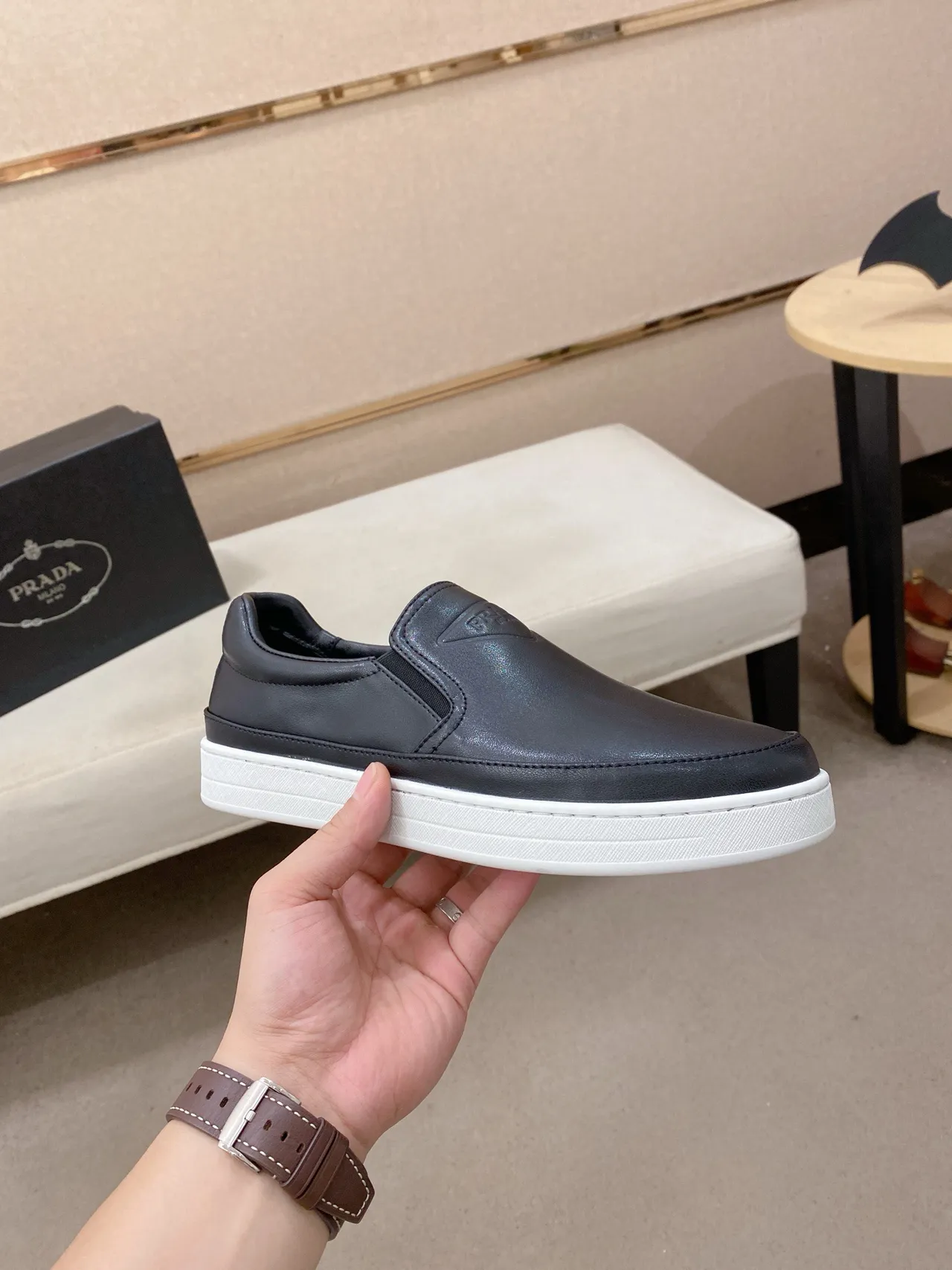 Black White Slip-On Platform Sole Loafer 4