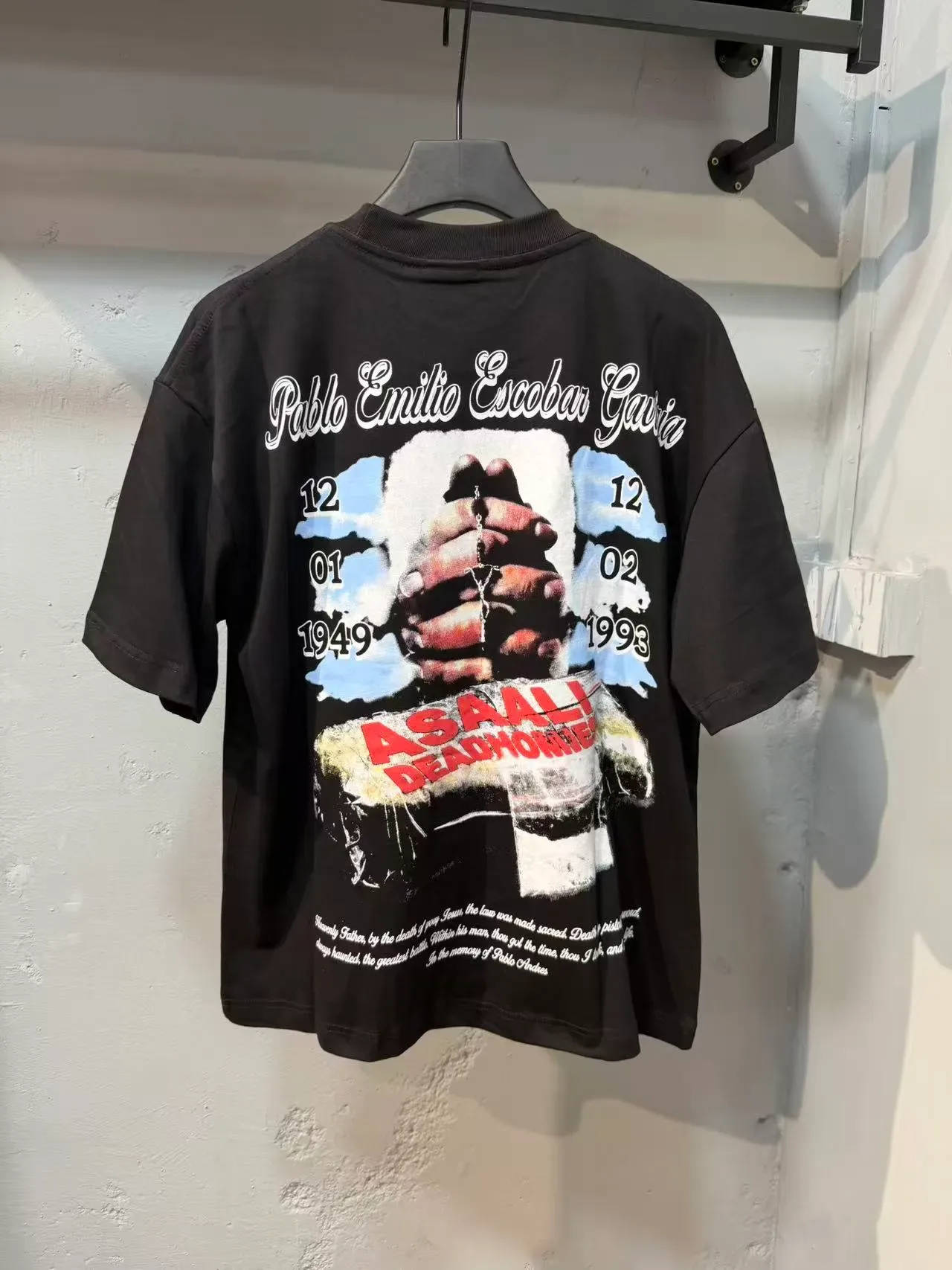 Blue Black Crew-Neck Graphic Print T-Shirt 8