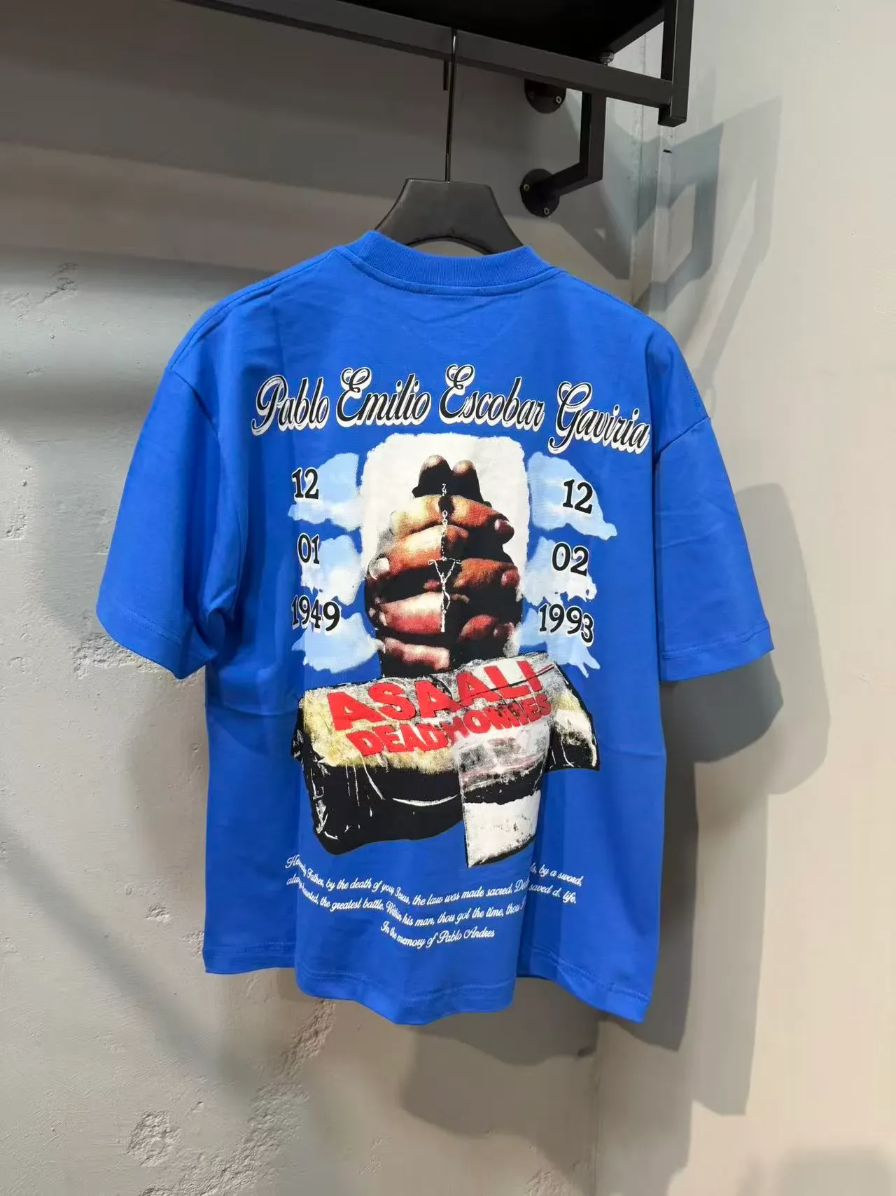 Blue Black Crew-Neck Graphic Print T-Shirt 10