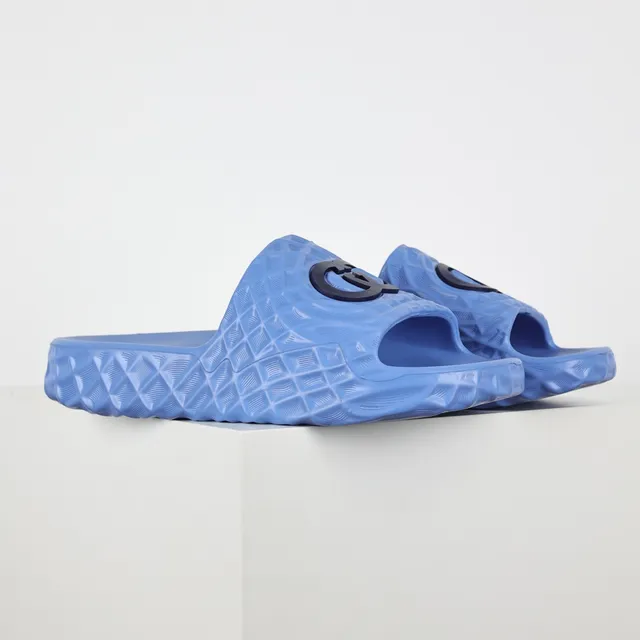 Blue Navy Molded Rubber Quilted Diamond Sole Slippers 3