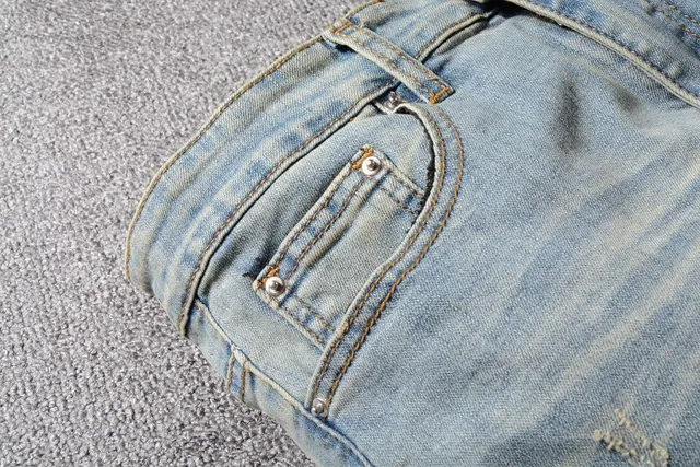 Blue Red Distressed Ripped Jeans 8
