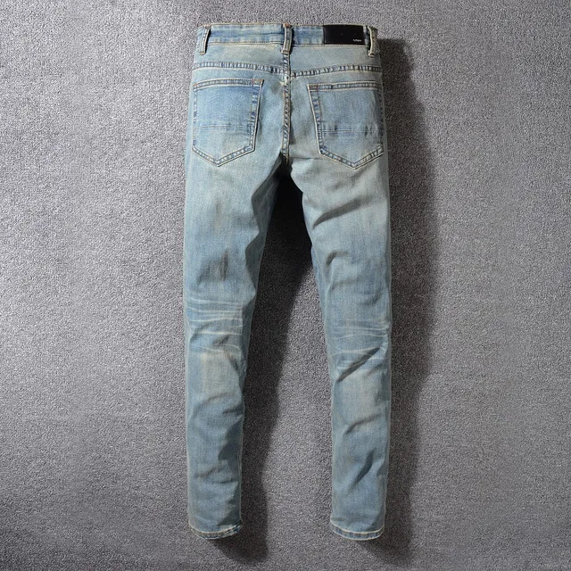 Blue Red Distressed Ripped Jeans 9