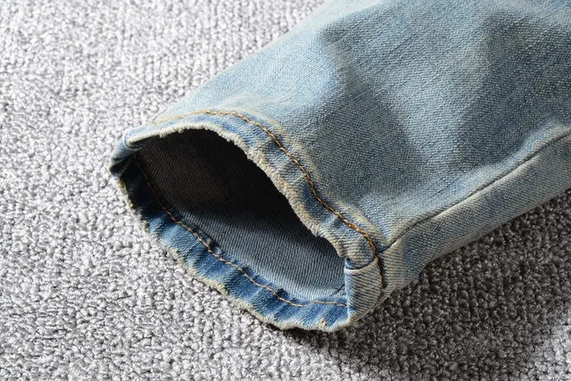 Blue Red Distressed Ripped Jeans 14