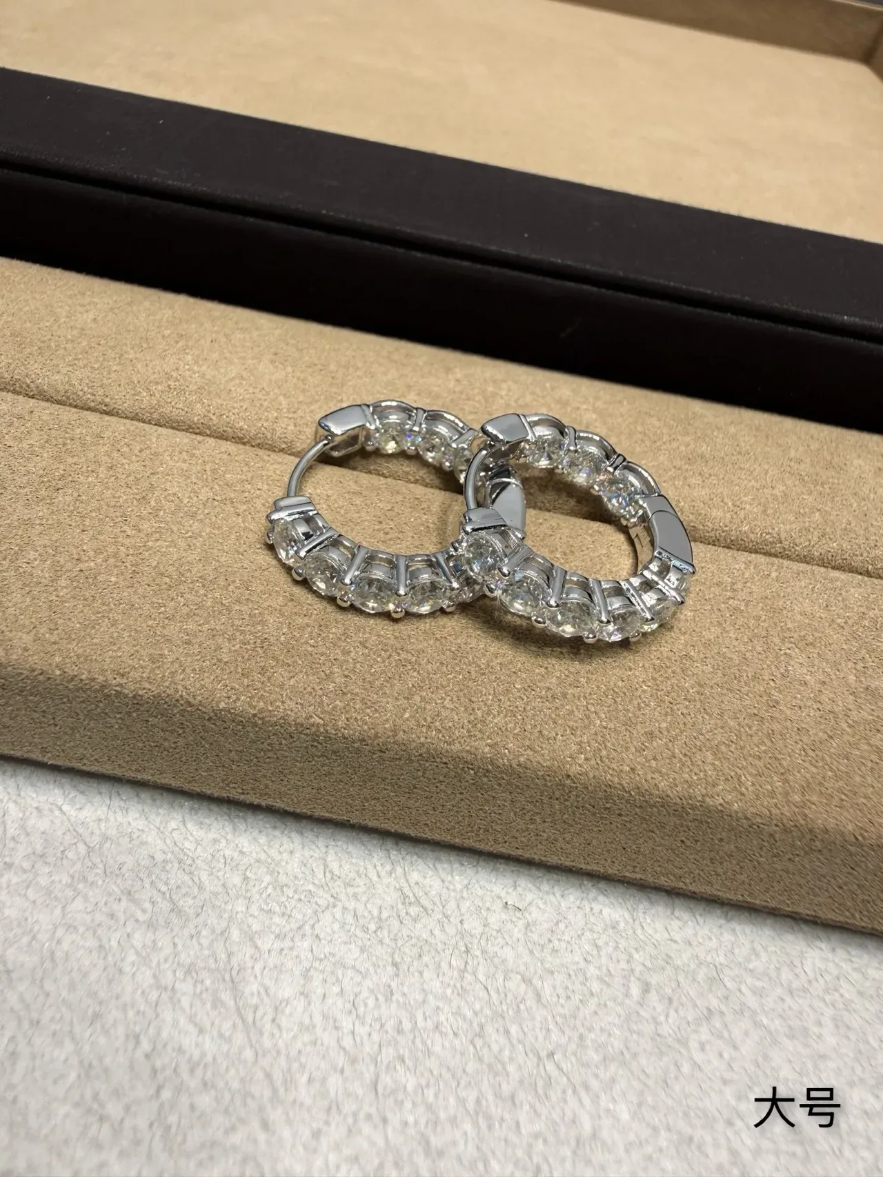 Blue Silver Pavé-Set Hoop Earrings 9