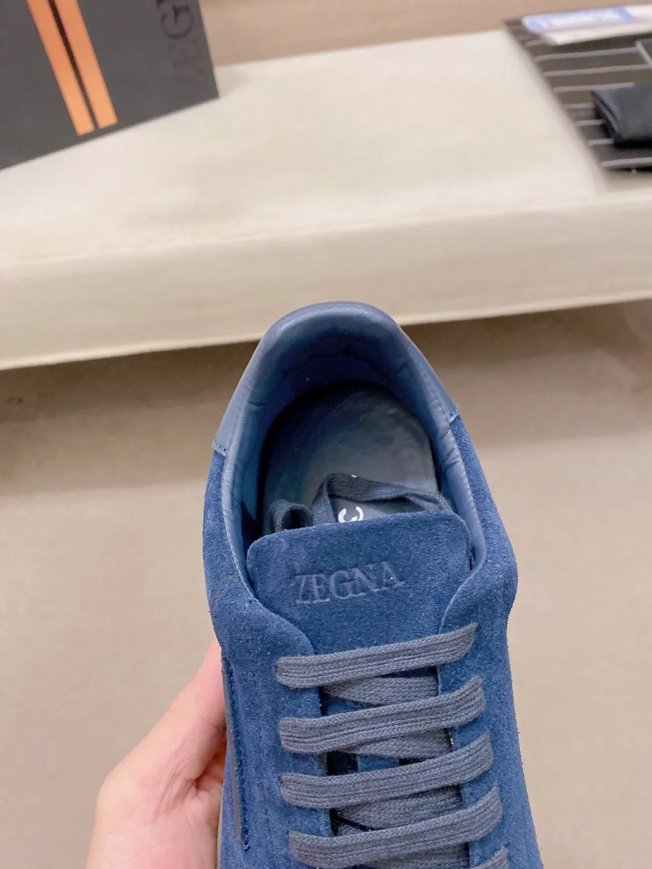 Blue Suede Low-Top Lace-Up Sneaker 4