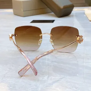 Brown Gold Rimless Square-Frame Gradient Lenses Sunglasses