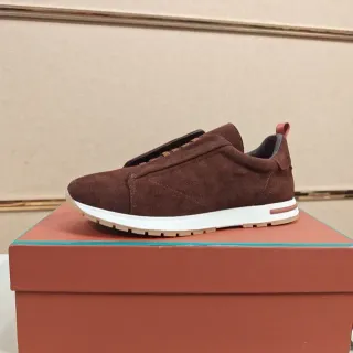 حذاء سنيكرز بني أبيض سويد slip-on