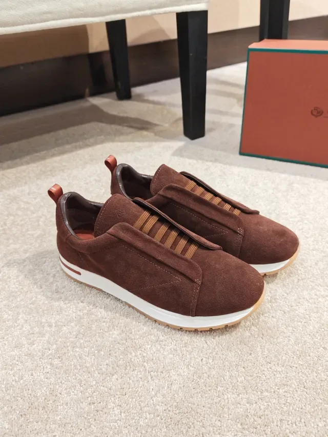 Brown White Suede Upper Slip-On Construction Sneakers 4