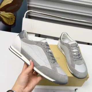 Brunello Cucinelli Zapatillas Lifestyle Gris y Blanco de Material Mixto
