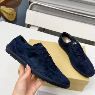 Brunello Cucinelli Zapatillas lifestyle de ante azul marino de bajo