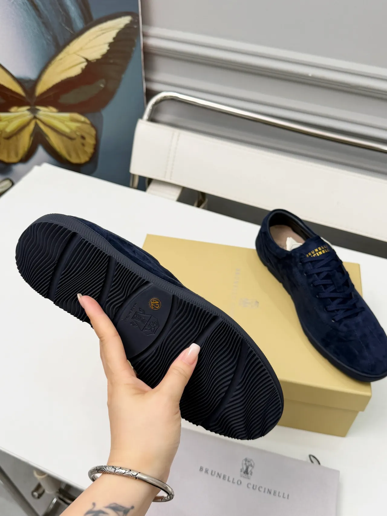 Brunello Cucinelli Navy Suede Low-Top Lifestyle Sneakers 2