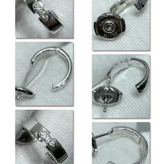 CHAUMET فضي شفاف مرن C-Hoop Pavé-Set حجر أقراط