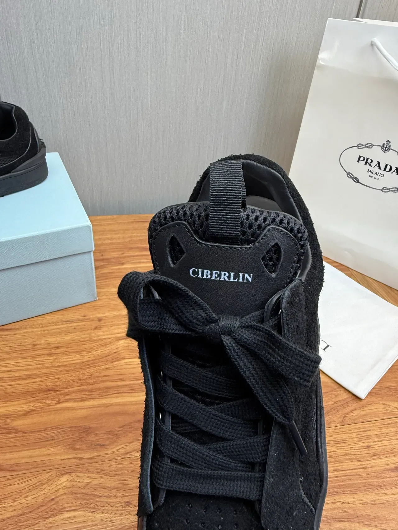 CIBERLIN Monochrome Black Suede-Mesh Lifestyle Sneaker 9